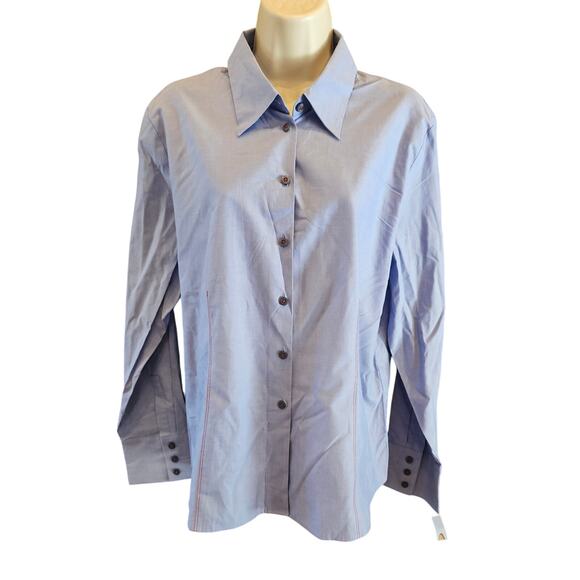 NWT talbots sz 16 chambray blue long sleeve Career business casual button up NEW - Picture 1 of 8